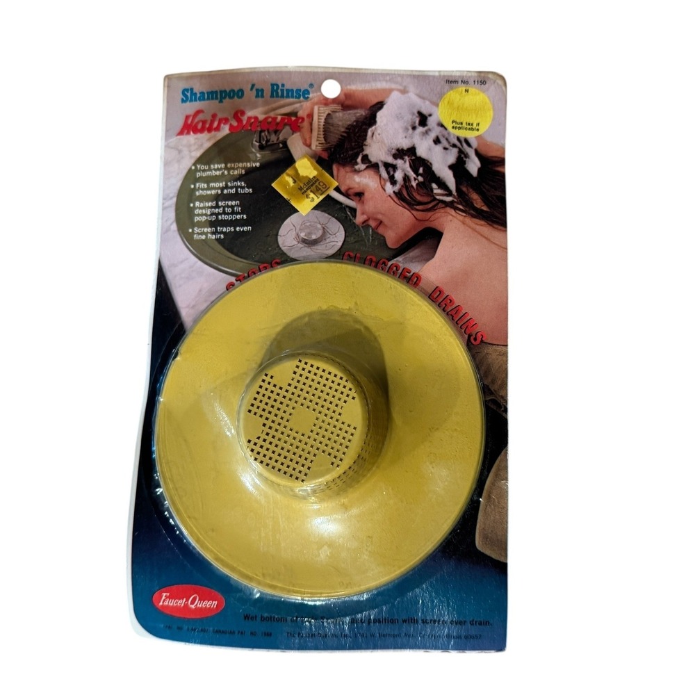 Vintage Faucet-Queen Hair Snare Drain Screen Yellow Item No 1150 NOS